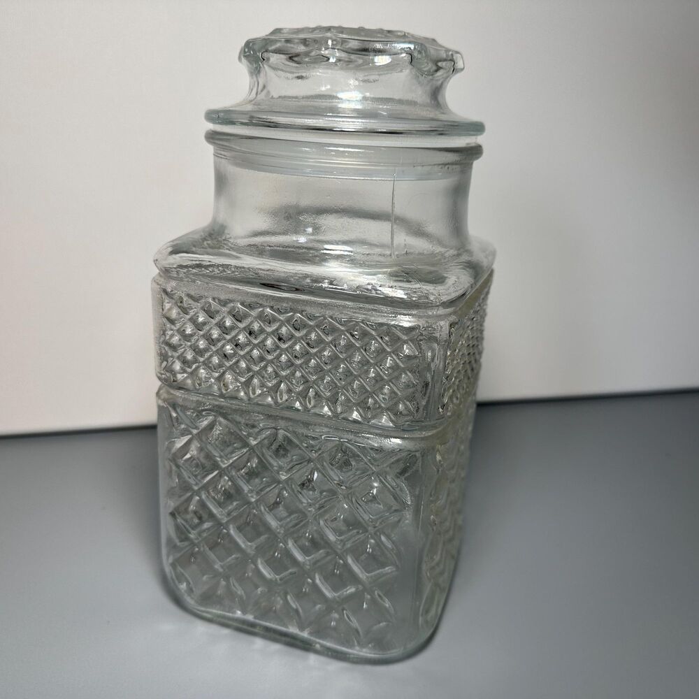 Vintage Anchor Hocking Wexford Glass Canister Cottagecore Circa 1967-1998